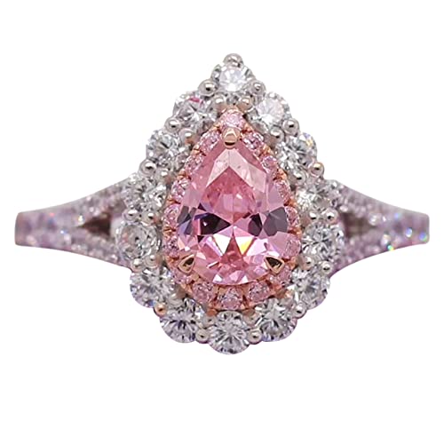 Schmuck Cut Weiß Hochzeit Verlobung Luxus Ring Geschenk Handgemachte Ringe Ringe Werfen Bowling (Pink, 8) von Generic