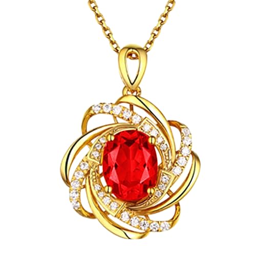 Schmuck Damen wojonifuiliy01 Anhänger Silber Citrin Halskette Volle Anhänger Geschenk für Freundin (Red, 2.7cm) von Generic