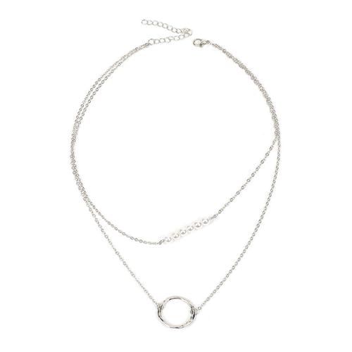 Schmuck Mehrschichtige Geometrische Größe Kreisperlenkette Damen Einfache Schlüsselbeinkette von Generic