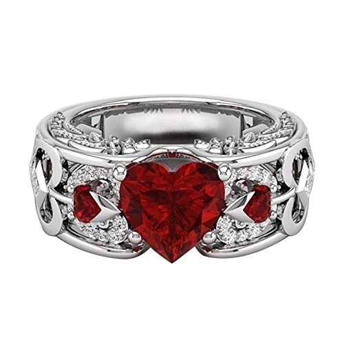 Schmuck Ringförmige Hochzeit Legierung Ring Tag Herz Valentinstag Verlobungsringe Ringeltop Damen (Red, 12) von Generic