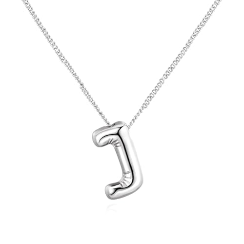 Schmuck wojonifuiliy01 Silberne Halskette mit Worten für modebewusste Frauen mit Initialen Ein Geschenk für Frauen Teenager Kette Halskette Damen mit Anhänger (J, 1.8x1.5cm) von Generic