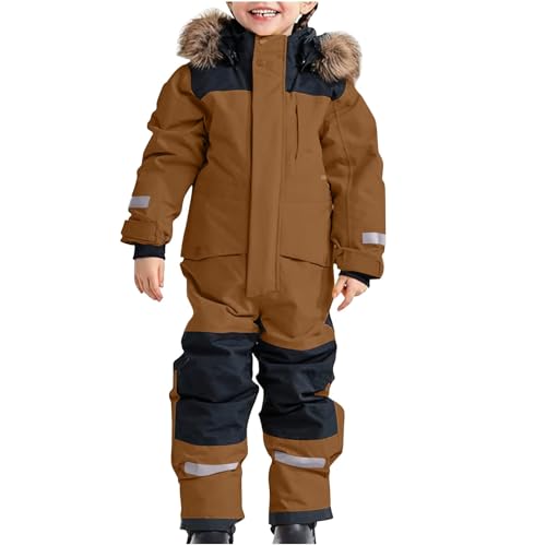 Schneeanzug Kinder Unisex Skianzug Verdickt Warm Skioverall Winter Warme Skianzüge mit Kapuze Schneeoverall Wasserdicht Winddicht Winteranzug Verdickt Atmungsaktiv Skihose Warmes Outdoor Winteranzug von Generic