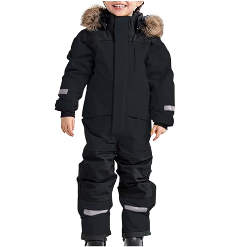 Schneeanzug Kinder Unisex Skianzug Verdickt Warm Skioverall Winter Warme Skianzüge mit Kapuze Schneeoverall Wasserdicht Winddicht Winteranzug Verdickt Atmungsaktiv Skihose Warmes Outdoor Winteranzug von Generic