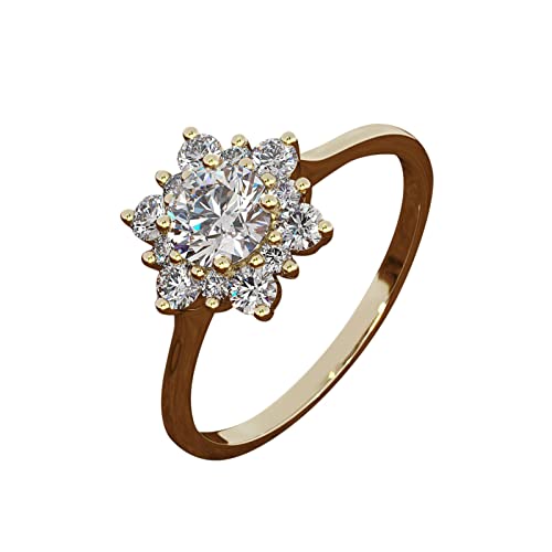 Schneeflocke Elegant Strass Ring Schneeflocke Form Legierung Schmuck Ringe Frauen Mode Voller Zirkon Ringe Für Frauen Größe 5 11 Ringe Box Hochzeit Für Ringe (Gold, 8) von Generic