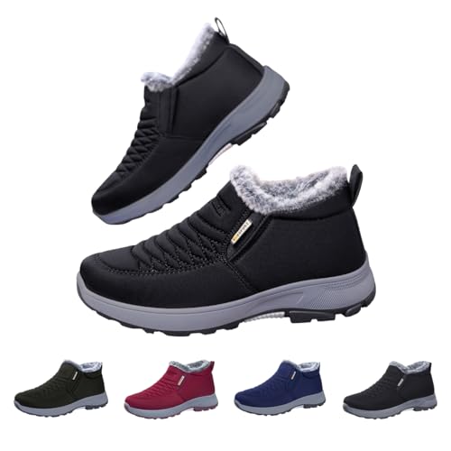 Schneestiefel Damen Gefüttert, Herren Winterstiefel Warm Plüsch, Winterschuhe Leicht rutschfest, Plateau Boots Kurzschaft, Komfort Baumwollschuhe Outdoor Stiefeletten Trekkingschuhe von Generic