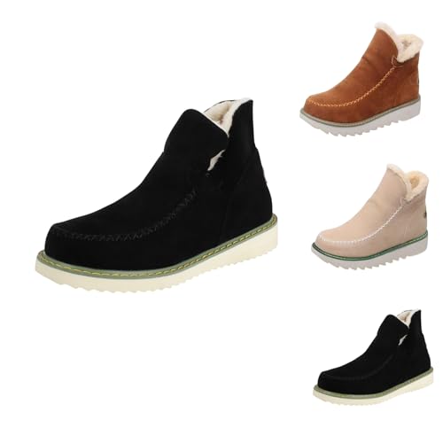 Schneestiefel Damen Gefüttert - Stiefeletten Damen Winter Plateau Ankle Boots Warm Winterstiefel Flache Outdoor Stiefel Arch Support Kurzstiefel Große Größe Übergangsstiefel Winterboots von Generic