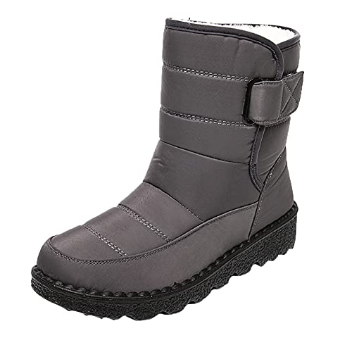 Schneestiefel Damen Wasserdicht - Halbstiefel Mit Schnalle Warm Gefüttert Winterboots Wasserdicht Wanderschuhe Leichte rutschfest Skischuhe Rundzehe Stiefeletten Weite H Thermostiefel von Generic