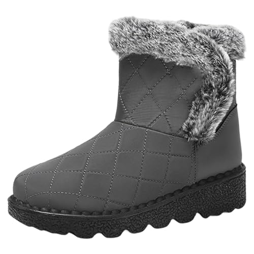 Schneestiefel Damen Winterstiefel Wasserdicht Warm Gefütterte Winterstiefel Schneestiefel Rutschfeste Stiefeletten Kurzschaft Stiefel Winter Outdoor Ankle Boots (Grey, 41) von Generic