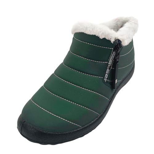 Schneestiefel Damen Winterstiefel mit Gefütterte Elegant Schlupfschuhe Winterboots Stiefel Ankle Boots Westernstiefel Damenstiefel Kurzschaft Stiefel Stiefeletten Snow Boots (Dark Green, 36) von Generic