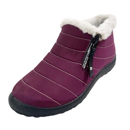Schneestiefel Damen Winterstiefel mit Gefütterte Elegant Schlupfschuhe Winterboots Stiefel Ankle Boots Westernstiefel Damenstiefel Kurzschaft Stiefel Stiefeletten Snow Boots (Red, 38) von Generic