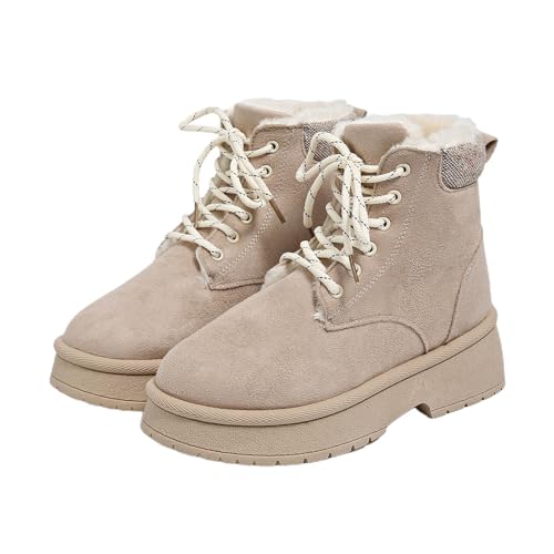 Schneestiefel Damen Winterstiefel mit Gefütterte Winter Warm Schlupfschuhe Winterboots Stiefel Ankle Boots Westernstiefel Damenstiefel Kurzschaft Stiefel Stiefeletten Snow Boots (Beige, 40) von Generic
