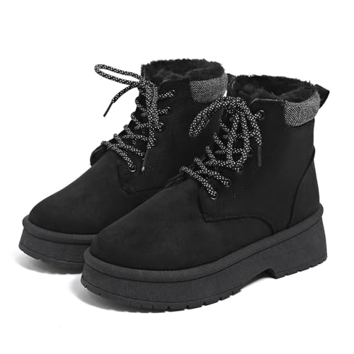 Schneestiefel Damen Winterstiefel mit Gefütterte Winter Warm Schlupfschuhe Winterboots Stiefel Ankle Boots Westernstiefel Damenstiefel Kurzschaft Stiefel Stiefeletten Snow Boots (Black, 36) von Generic