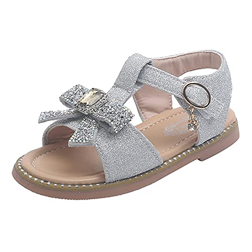 Schneestiefel Kinder 36 Schuhe Kleinkind Prinzessin Bow Open Mädchen Kinder Toe Infant Crystal Sandalen Mädchenschuhe Kinder - Thermostiefel (Silver, 25 Toddler) von Generic
