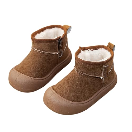 Schneestiefel Mädchen Jungen Winterstiefel mit Fleece Gefüttert Winter Warm rutschfeste Stiefel mit Reißverschluss Kinderschuhe Outdoor Barfußschuhe Winterschuhe (Brown, 28.5) von Generic