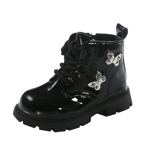 Schneestiefel Stiefeletten Mädchen Wasserdicht Stiefeletten mit Reißverschluss Stiefel Kinder rutschfest Baumwollfutter Außenbereich Schneestiefel (Black, 27 Little Child) von Generic