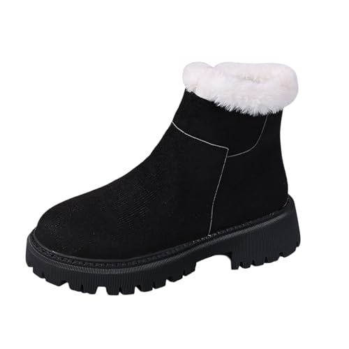 Schneestiefel mit Gefütterte Damen Winter Warm Winterstiefel Schnürstiefel Schlupfschuhe Winterboots Stiefel Ankle Boots Damenstiefel Kurzschaft Stiefeletten Snow Boots (Black1, 40) von Generic