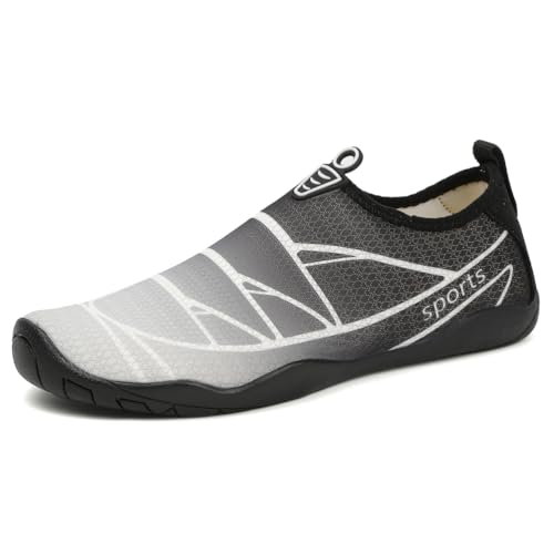 Schnelltrocknende Barfußschuhe für Herren Damen, Leichtgewichtige Mesh Aqua Sneaker für Strand, Schwimmen, Pool, Wandern, Sportaktivitäten,Schwarz,43 EU von Generic