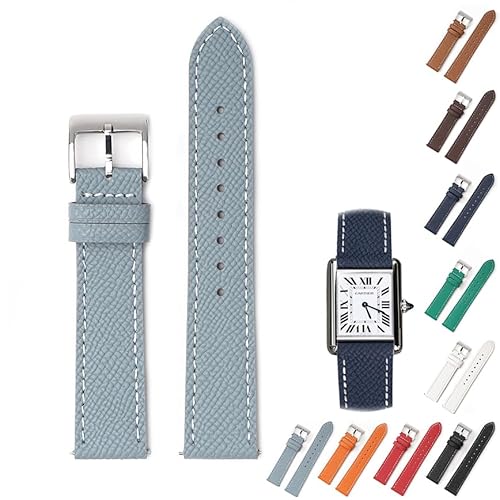 Schnellverschluss-Armband aus Bitterleder für Cartier-Uhren, Ersatzarmband aus Kalbsleder mit Schnalle für Omega-Uhren, mehrere Farben (22 mm, Grau) von Generic
