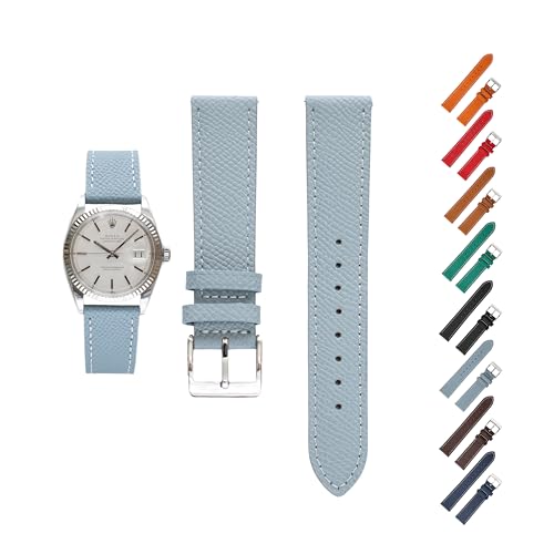 Schnellverschluss-Armband aus Bitterleder für Rolex-Uhren, Ersatzarmband aus Kalbsleder mit Schnalle für Rolex-Uhren, mehrere Farben (22 mm, Grau) von Generic