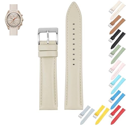 Schnellverschluss-Leder-Uhrenarmband mit Schnalle für Garmin-Uhren, Leder-Uhrenarmband für Samsung Galaxy-Uhren, mehrere Farben (20 mm, Beige) von Generic