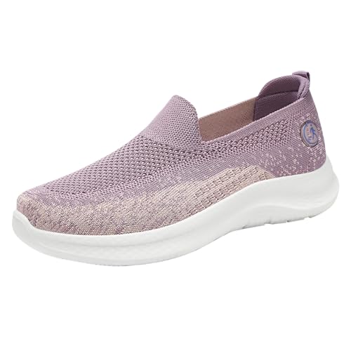 SchnüRschuhe Damen Frühling und Mesh Atmungsaktiv Orthopädische Kleidung Einzelschuhe Leichte und Bequeme Slip-On-Mom-Schuhe mit weicher Sohle Freizeitschuhe Damen Sneaker Slip On (Beige, 40) von Generic