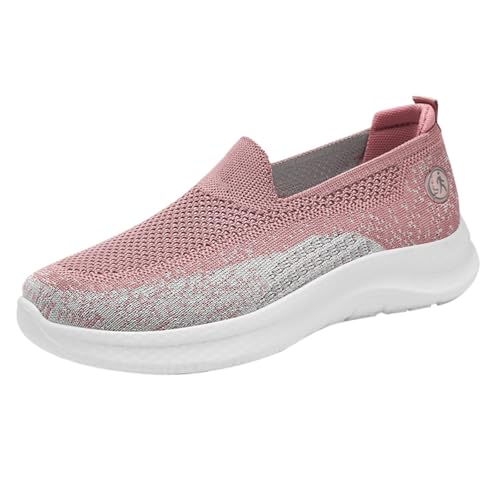 SchnüRschuhe Damen Frühling und Mesh Atmungsaktiv Orthopädische Kleidung Einzelschuhe Leichte und Bequeme Slip-On-Mom-Schuhe mit weicher Sohle Freizeitschuhe Damen Sneaker Slip On (Pink, 37) von Generic