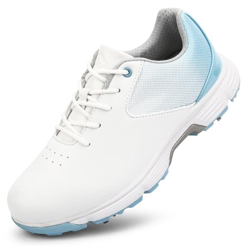 Schnürsenkel-wasserdichte Golfschuhe Spikeless Trainingsschuhe für Frauen Golf-Sportschuhe Walking Sports Trainer,Blau,38 EU von Generic