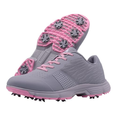 Schnürsenkel-wasserdichte Golfschuhe Spikeless Trainingsschuhe für Frauen Golf-Sportschuhe Walking Sports Trainer,Gray a,36 EU von Generic