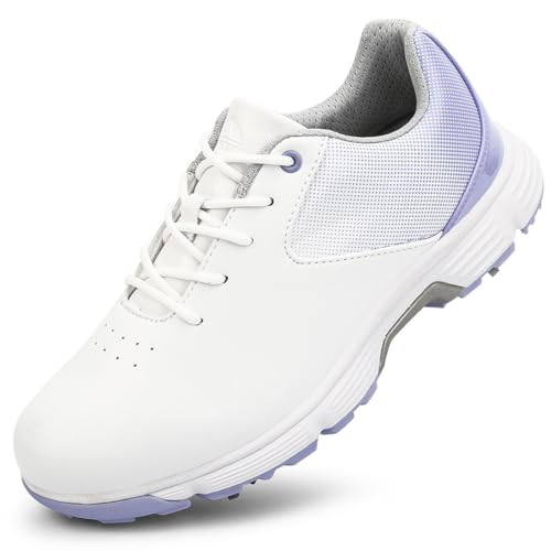 Schnürsenkel-wasserdichte Golfschuhe Spikeless Trainingsschuhe für Frauen Golf-Sportschuhe Walking Sports Trainer,Lila,40 EU von Generic