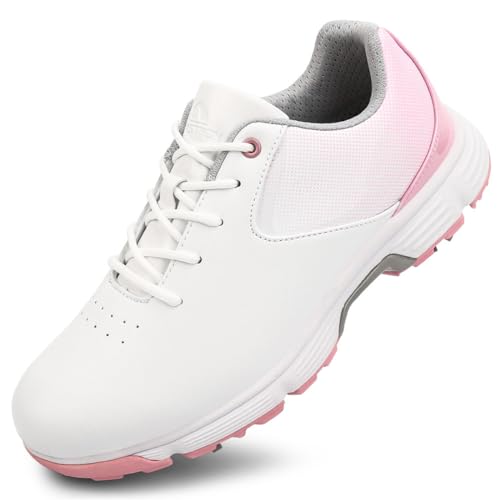 Schnürsenkel-wasserdichte Golfschuhe Spikeless Trainingsschuhe für Frauen Golf-Sportschuhe Walking Sports Trainer,Rosa,38 EU von Generic