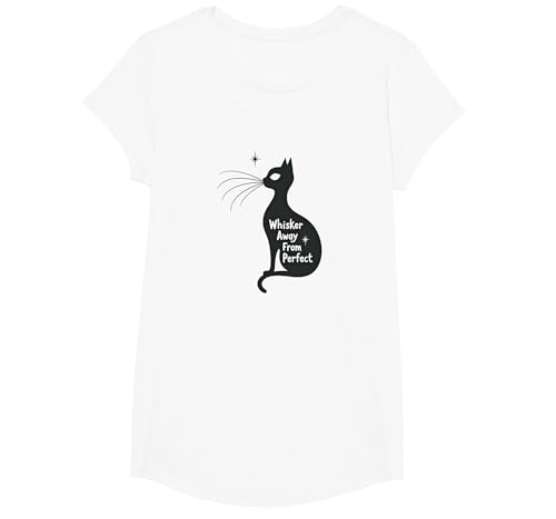 Schnurrhaar von Perfekter Katzen-Silhouettenkunst T-Shirt, Girls, Weiß, XS Schnurrhaar von Perfekter Katzen-Silhouettenkunst T-Shirt, Girls, Weiß, XS von Generic