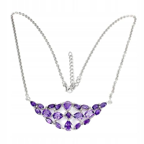 Schöne 925 Silber Halskette natur Amethyst von Generic