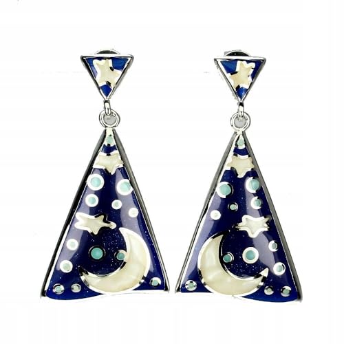 Schöne 925 Silber Mond Emaille Ohrringe von Generic