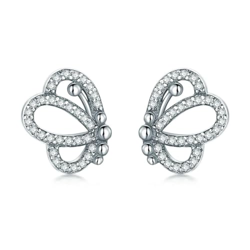 Schöne Charme Schmetterling Vintage Ohrstecker 925 Sterling Silber Marke Mode Kristall Ohrstecker Für Frauen Schmuck von Generic