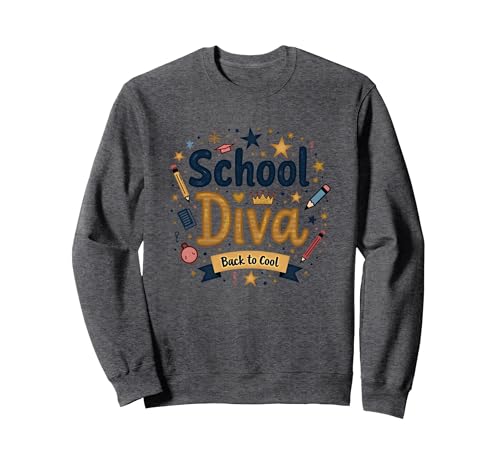 School Diva Back to Cool Girls Student Queen Starry Bleistifte Sweatshirt, Unisex für Erwachsene, Anthrazit Meliert, M von Generic