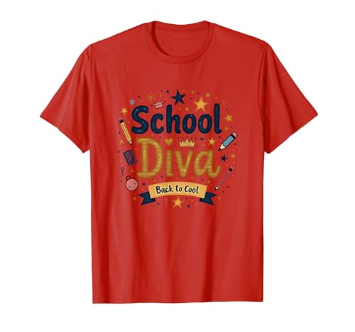 School Diva Back to Cool Girls Student Queen Starry Bleistifte T-Shirt, Herren, Rot, 3XL von Generic