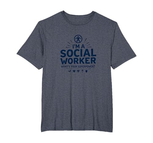 School Social Worker Superpower inspirierendes Zitat T-Shirt, Herren Große Größen, Blau Meliert, 4X Tall von Generic