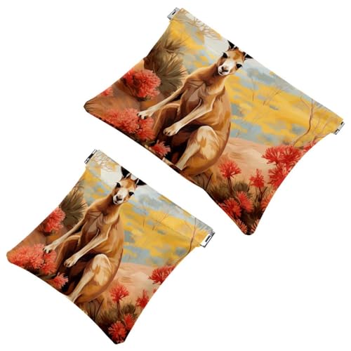 Schrapnell-Tasche für Geldbörse, Dschungel-Känguru, wasserdicht, tragbare Tasche für Damen, 2 Stück, Mehrfarbig 05, A：7.1x5.8in/18x14.8cm，B:4.7x4.5in/12x11.5cm von Generic