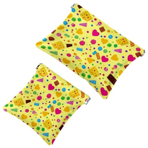 Schrapnellbeutel für Geldbörse, Sommer-Eiscreme, Wassermelone, wasserdichte Make-up-Tasche, tragbare Tasche für Damen, 2 Stück, Mehrfarbig 03, A：7.1x5.8in/18x14.8cm，B:4.7x4.5in/12x11.5cm von Generic