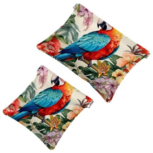 Schrapnellbeutel für Geldbörse, bunte Papageienblumen, 430 wasserdichte Make-up-Tasche, tragbare Tasche für Frauen, Geschenke, 2 Stück, Mehrfarbig 07, A：7.1x5.8in/18x14.8cm，B:4.7x4.5in/12x11.5cm von Generic
