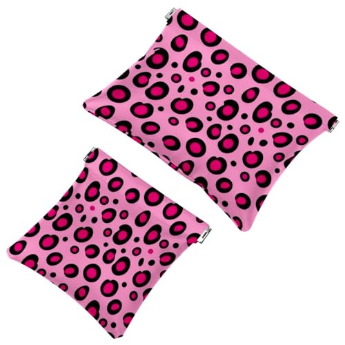Schrapnellbeutel für Geldbörse, farbiger Leopardenmuster, wasserdichte Make-up-Tasche, tragbare Tasche für Damen, 2 Stück, Mehrfarbig 07, A：7.1x5.8in/18x14.8cm，B:4.7x4.5in/12x11.5cm von Generic