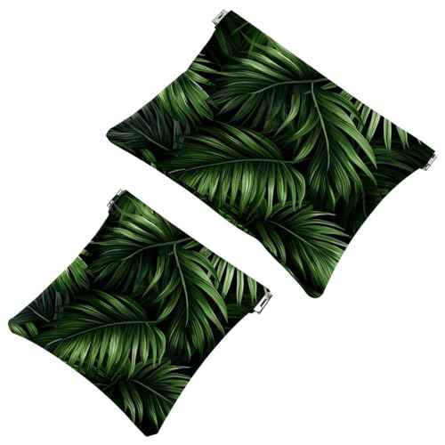 Schrapnellbeutel für Geldbörse, grüne Palmenblätter, 760 wasserdichte Make-up-Tasche, tragbare Tasche für Damen, Geschenke, 2 Stück, Mehrfarbig 07, A：7.1x5.8in/18x14.8cm，B:4.7x4.5in/12x11.5cm von Generic