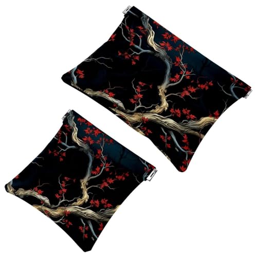 Schrapnellbeutel für Geldbörse, rote Blütenknospen, weiße Blumen, 1387 wasserdichte Make-up-Tasche, tragbare Tasche für Frauen, Geschenke, 2 Stück, Mehrfarbig 06, A：7.1x5.8in/18x14.8cm，B:4.7x4.5in von Generic