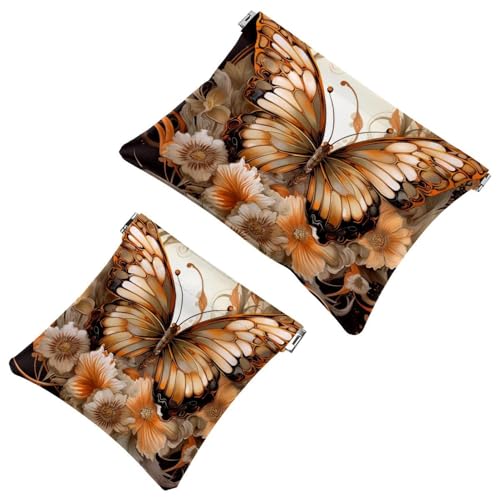 Schrapnellbeutel für Geldbörse, schwarzer Hintergrund, Motiv: Schmetterling, 1783, wasserdichte Make-up-Tasche, tragbare Tasche für Damen, Geschenke, 2 Stück, Mehrfarbig 02, A：7.1x5.8in/18x14.8cm，B von Generic