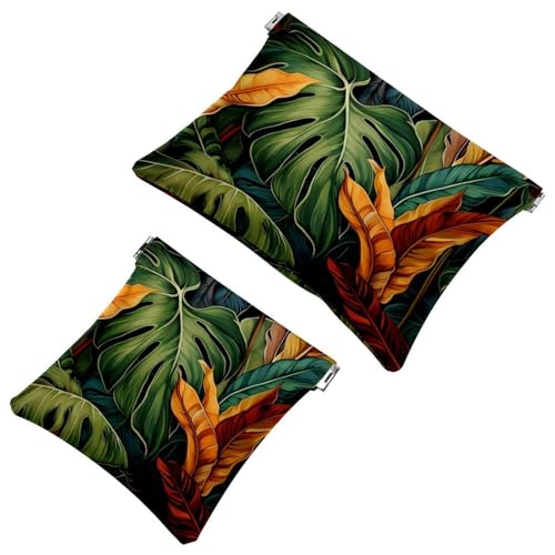 Schrapnellbeutel für Geldbörse, tropische Pflanzen, 628 wasserdichte Make-up-Tasche, tragbare Tasche für Damen, Geschenke, 2 Stück, Mehrfarbig 07, A：7.1x5.8in/18x14.8cm，B:4.7x4.5in/12x11.5cm von Generic