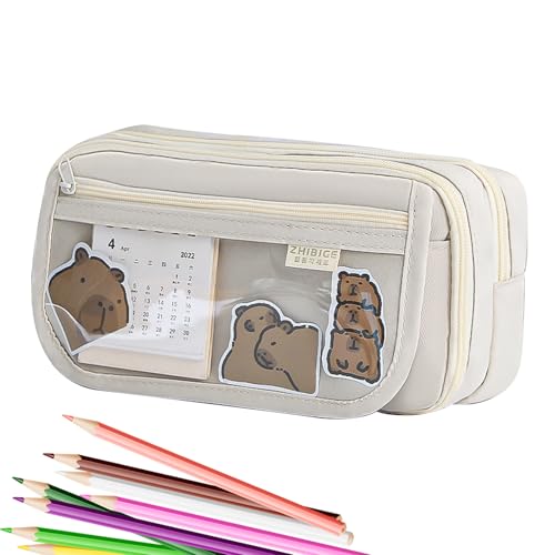 Schreibtisch-Make-up-Tasche – Ästhetische Bleistifttasche mit großer Kapazität | Multifunktionaler Stift-Organizer | Niedlicher Capybara Schreibwaren Organizer | Make-up-Aufbewahrung für Teenager und von Generic