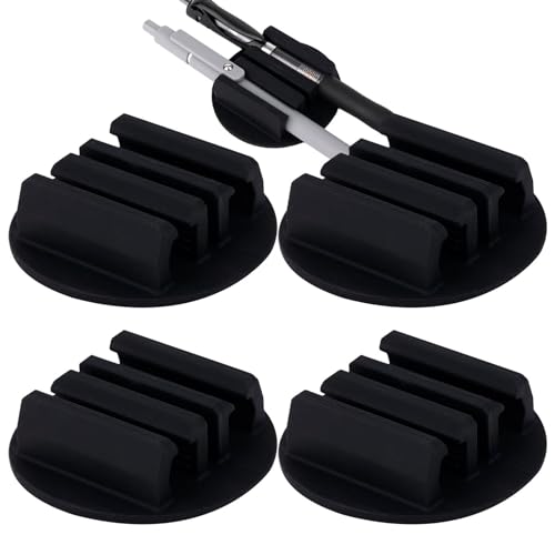 Schreibtischklebehalter - Halterung, selbstklebende Klemmbretthalterung Befestigung | Schulbedarf Halter für Kugelschreiber, , Bleistift für Klassenzimmer, Zuhause, Schwarz 4 Stück, Refer to von Generic