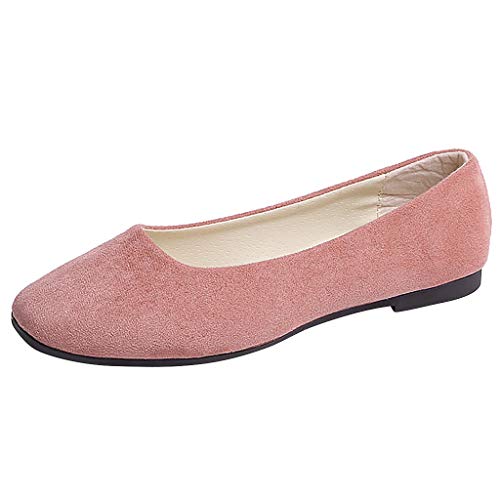 Schuhe Damen Ballerina Stoff Frauen solide große Größe rutscht auf flachen flachen Komfort beiläufige einzelne Schuhe Canvas Schuhe Damen (Pink, 35) von Generic