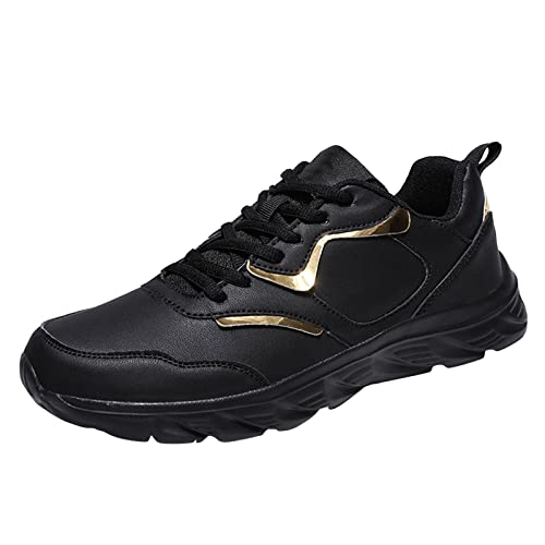 Schuhe Für Herren Boots Flache Leichte Schnürung Einfarbig Wasserdicht Komfortables Einfaches Design Sneaker Herren Atmungsaktiv (Black, 45) von Generic
