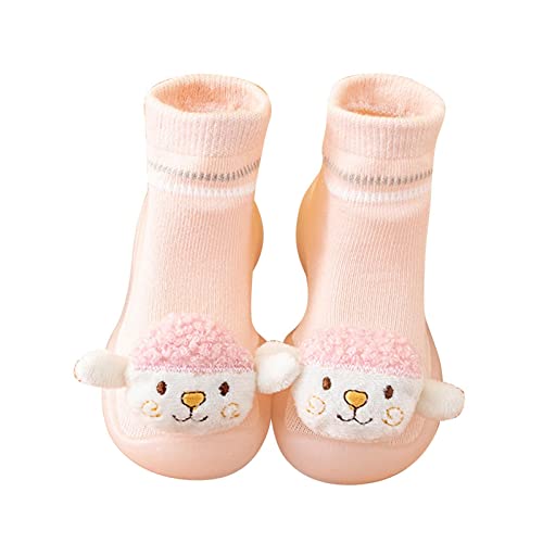 Schuhe Junge Gr. 26 Nette Karikatur-Schaf-Socken-Schuh-Kleinkind-Boden-Schuhe Cotton Slippers (Pink, 21 Toddler) von Generic